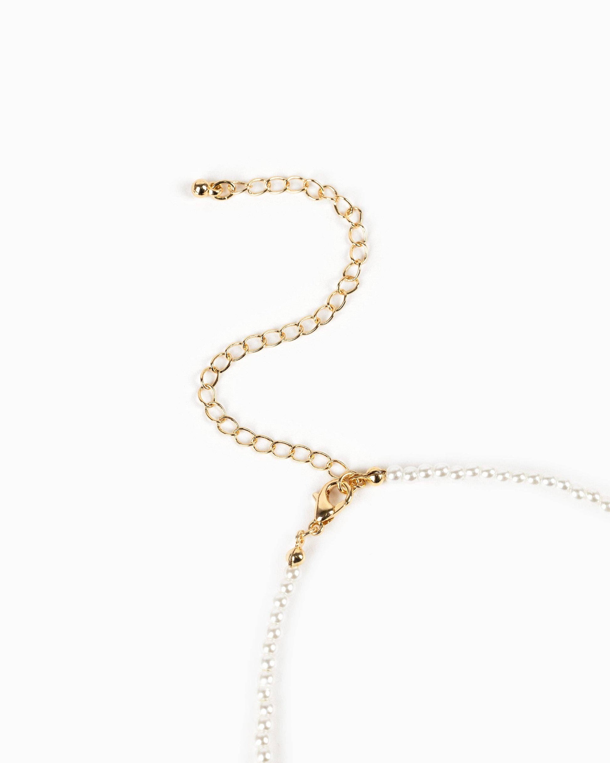 Jumbo Pearl Bow Choker Necklace: Gold