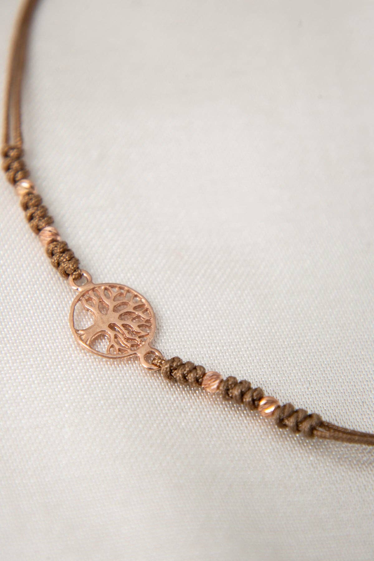 Women's 925 Sterling Silver Tree of Life Bracelet with Cord: GOLD