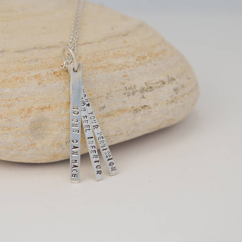 Eleanor Roosevelt (confidence) Quote Necklace: Adjustable 16”-18” / Sterling Silver