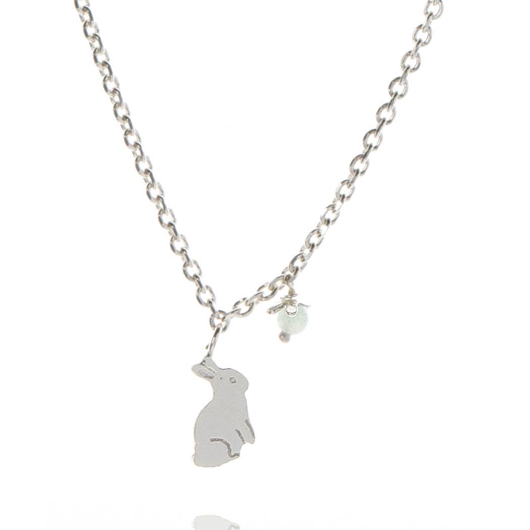 Bunny and Flower Pendant In Sterling Silver: 925 sterling silver