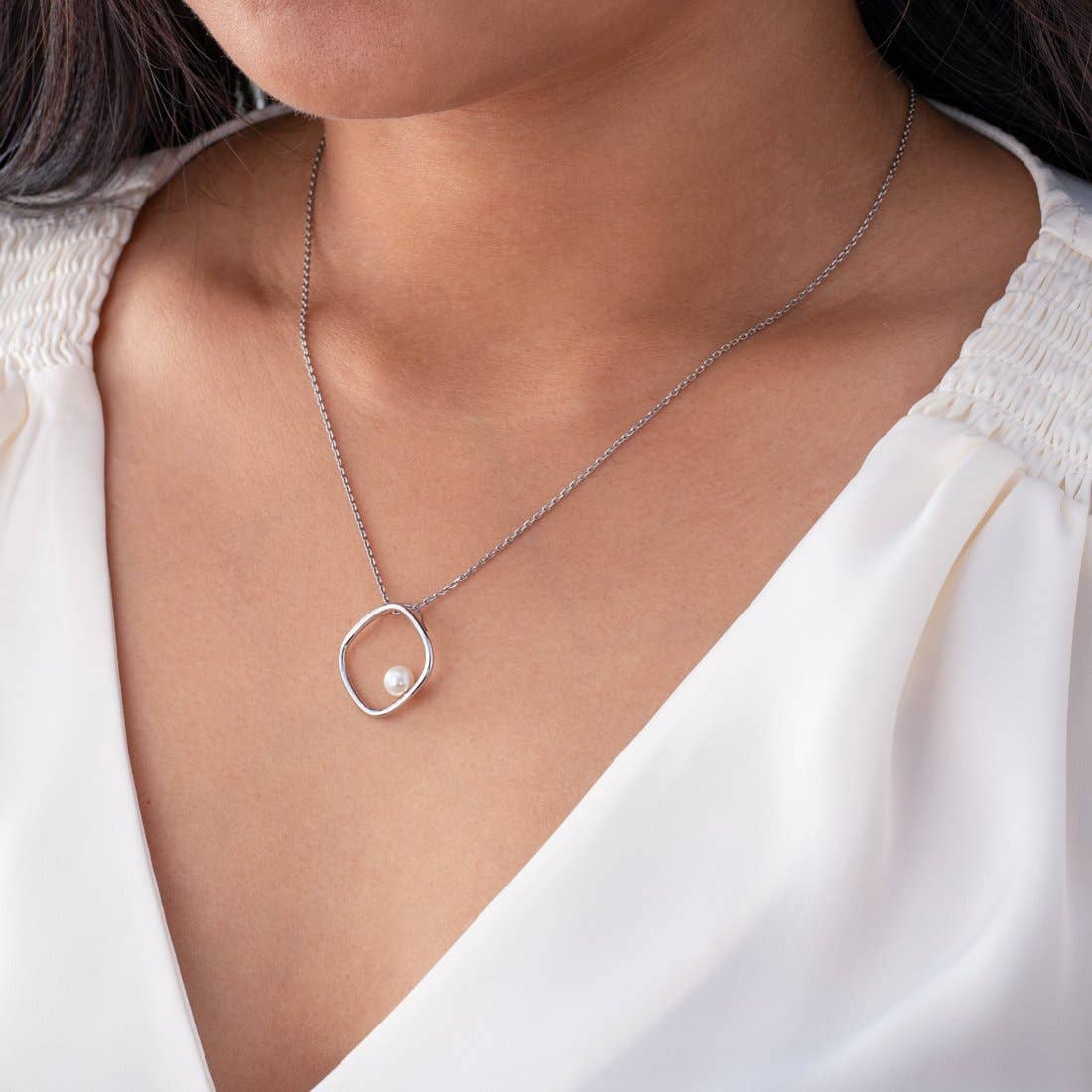 Freshwater Cultured Pearl Gravity Pendant Sterling Silver
