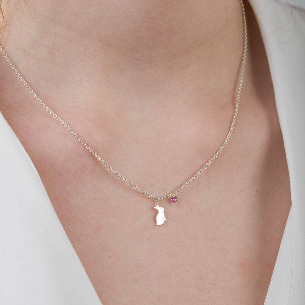 Bunny and Flower Pendant In Sterling Silver: 925 sterling silver