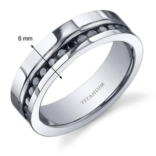 Black Cubic Zirconia Mens 6mm Titanium Eternity Band Size 12