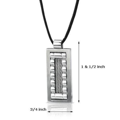 Brushed Cable Stainless Steel Tag Pendant