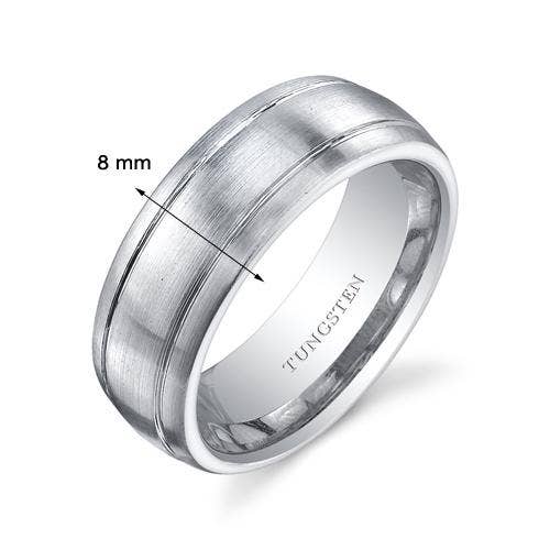 Brushed Finish 8mm Men's Premium Tungsten Band Size 8