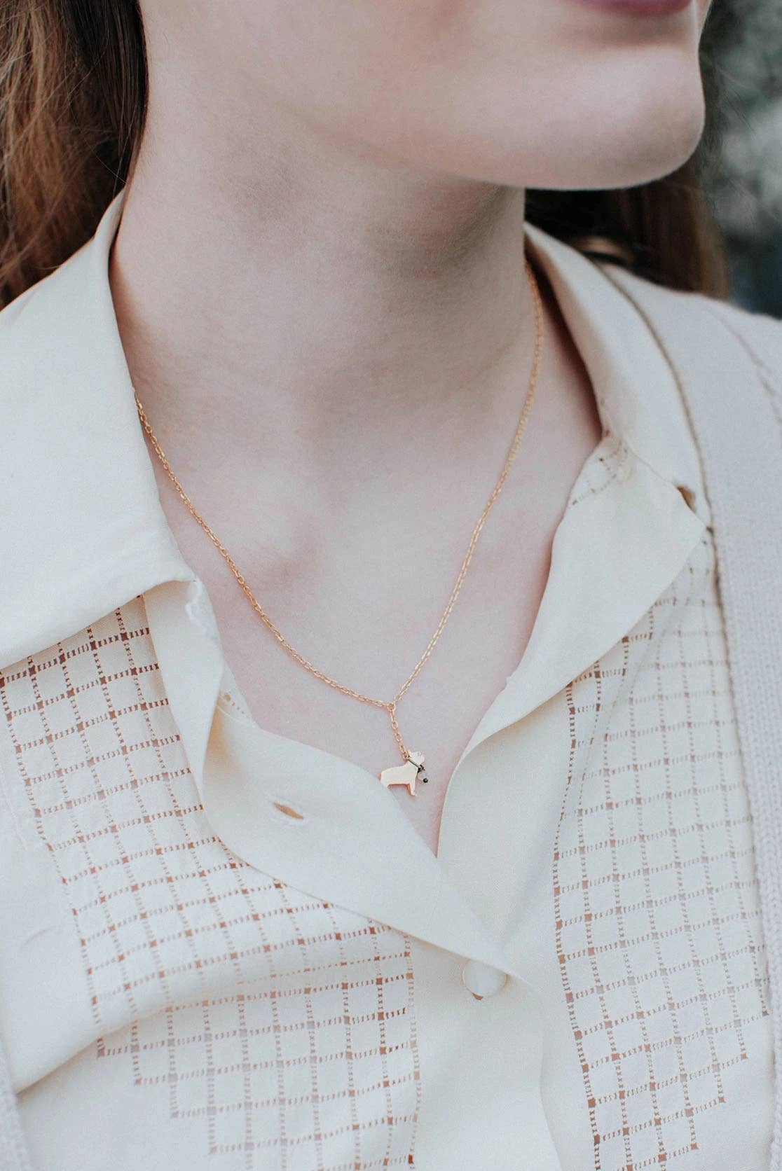 French Bulldog Necklace: Goldplate