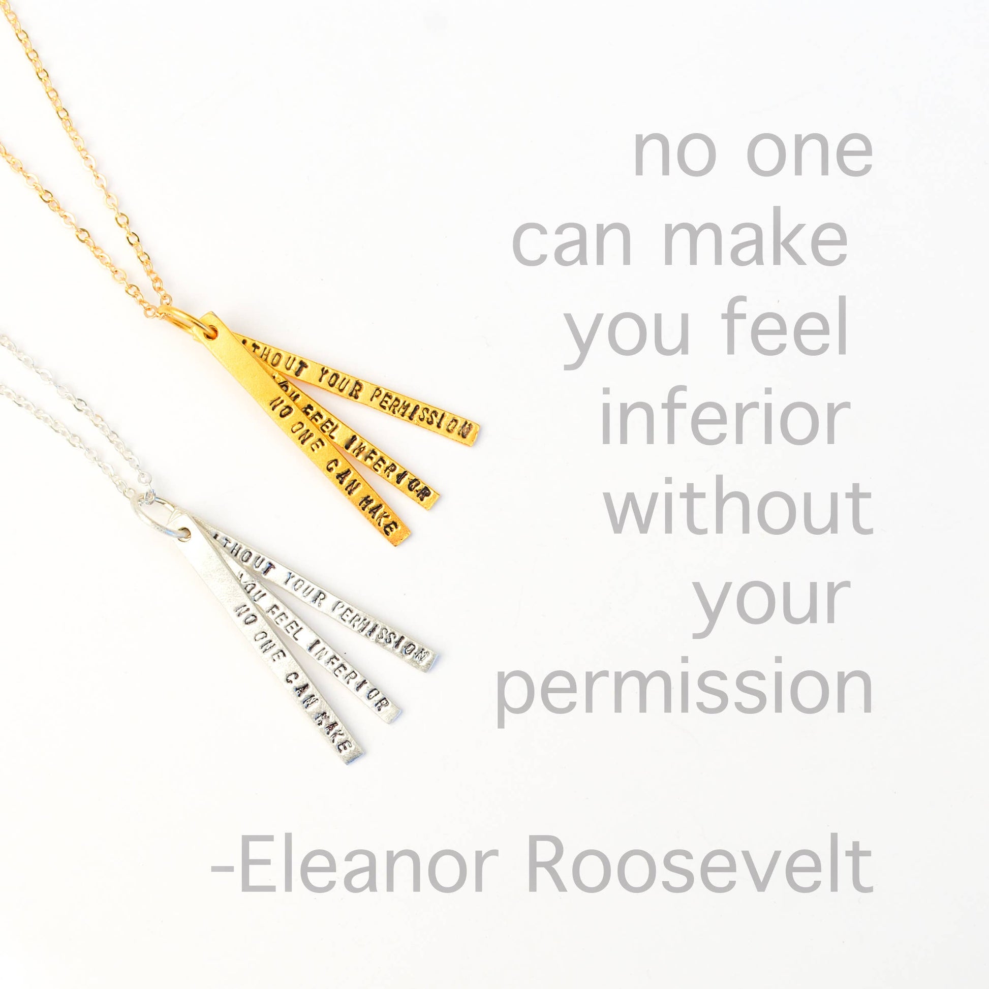 Eleanor Roosevelt (confidence) Quote Necklace: Adjustable 16”-18” / Sterling Silver