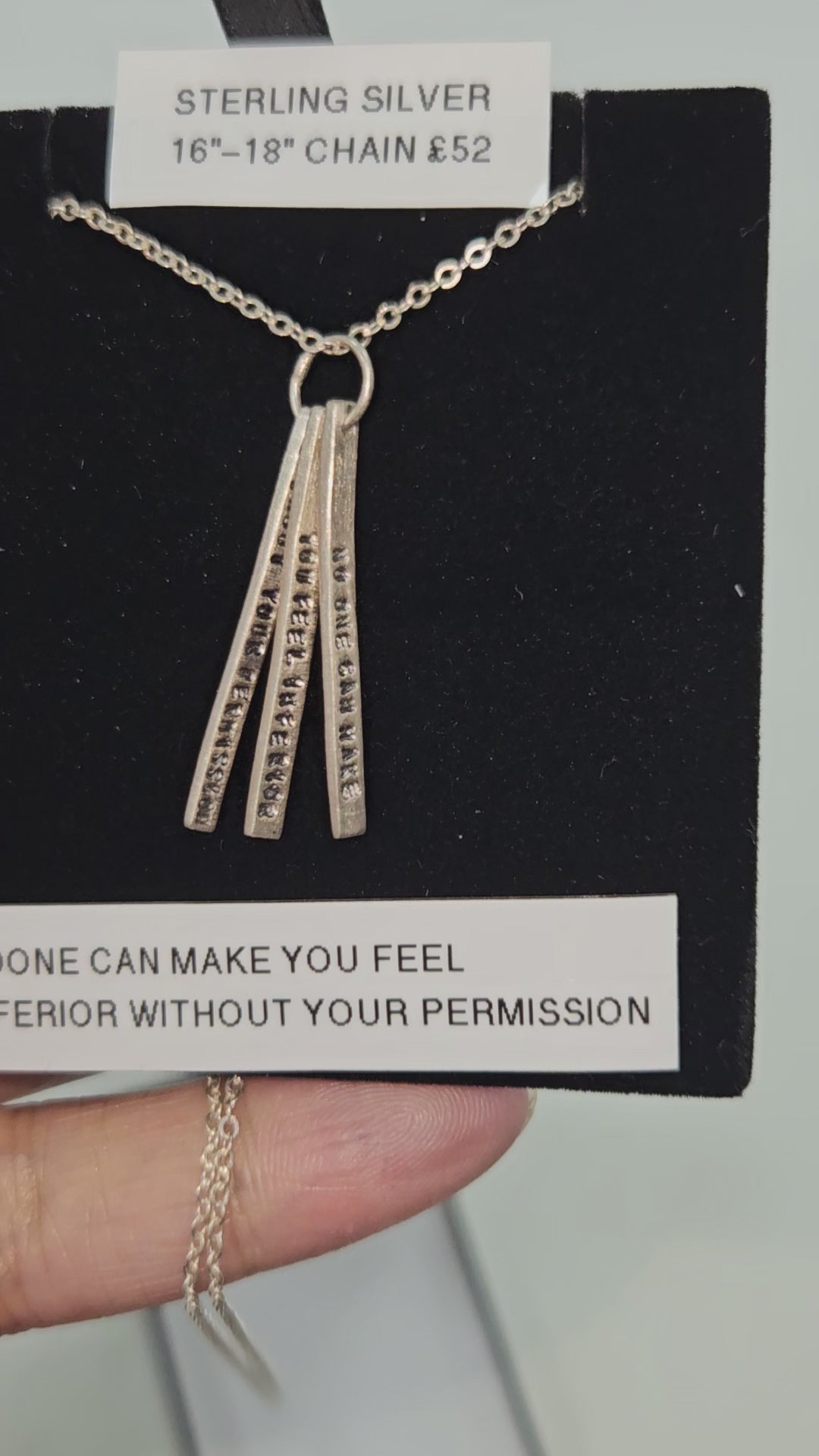 Eleanor Roosevelt (confidence) Quote Necklace: Adjustable 16”-18” / Sterling Silver
