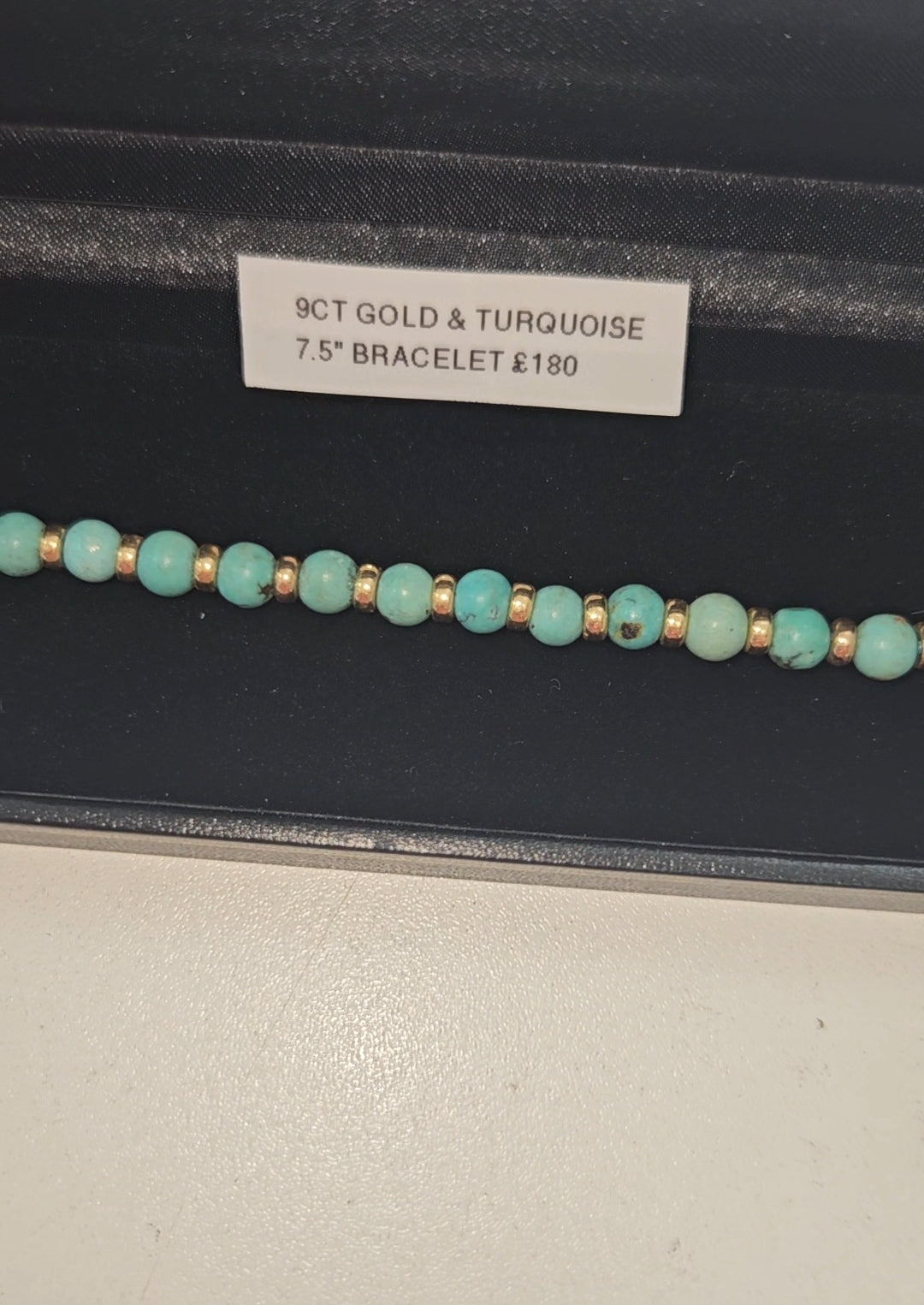 9ct gold and turquoise bracelet 7.5"