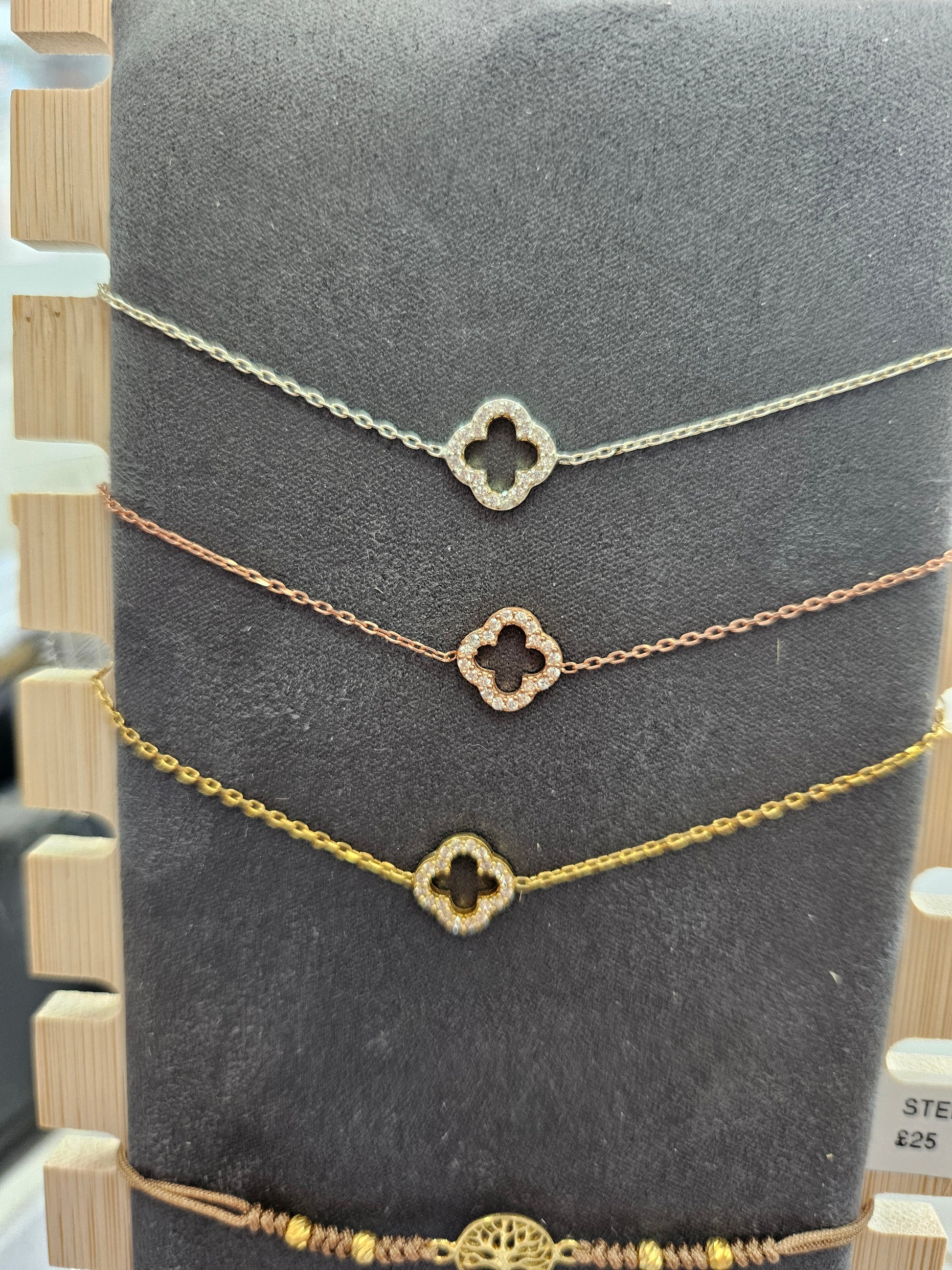 Women's 925 Sterling Silver Clover Bracelet: GOLD