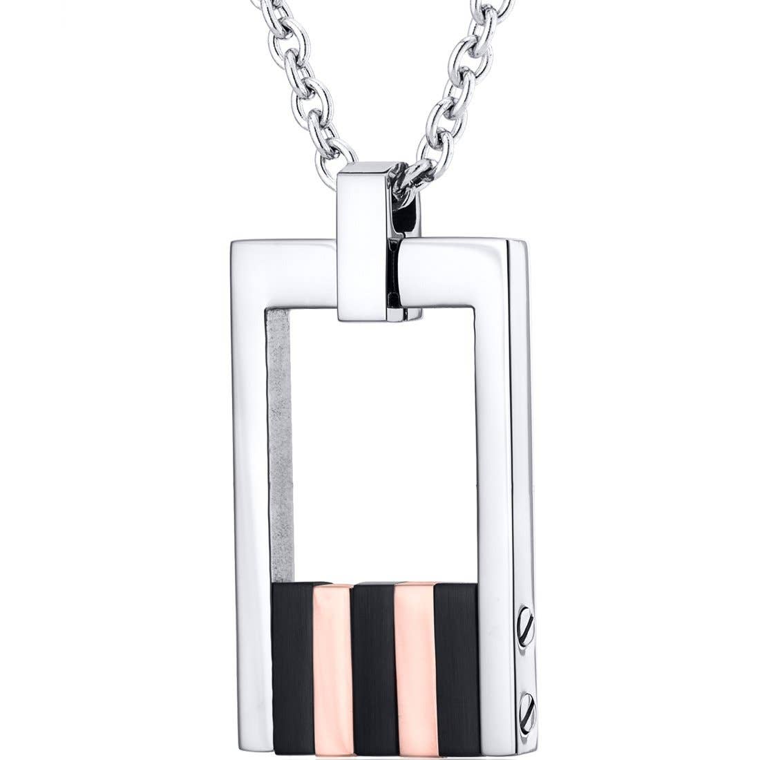 Stainless Steel Open Dog Tag Bar Necklace 22 inch Chain