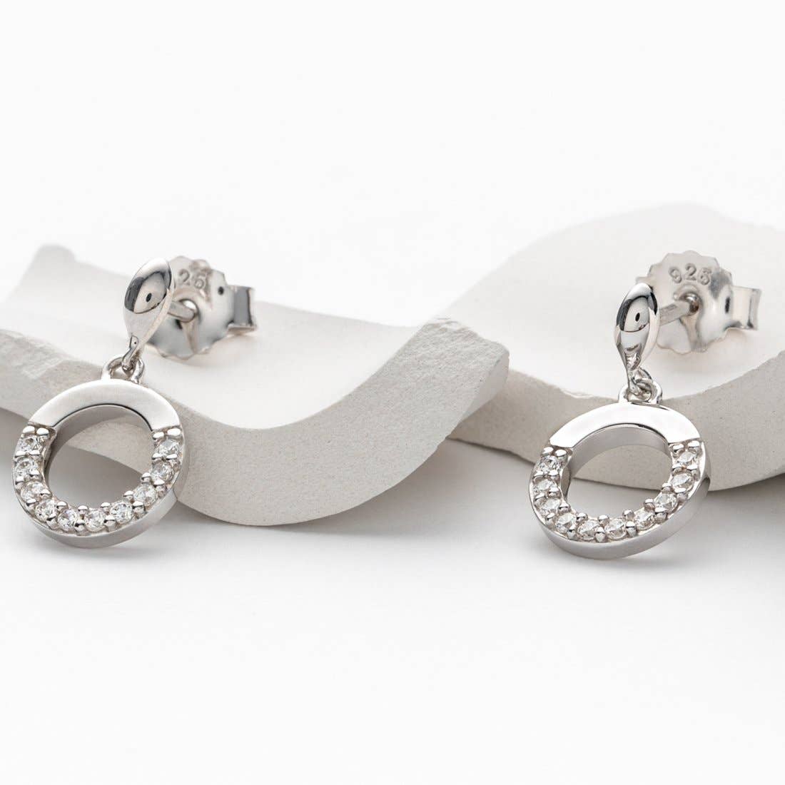 Sterling Silver Swirled Circle Drop Earrings Hypoallergenic
