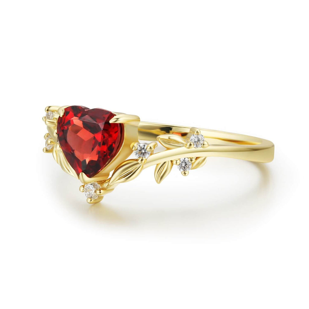 Heart’s Desire Red Garnet Ring (Yellow Gold plated) Size 7/ N