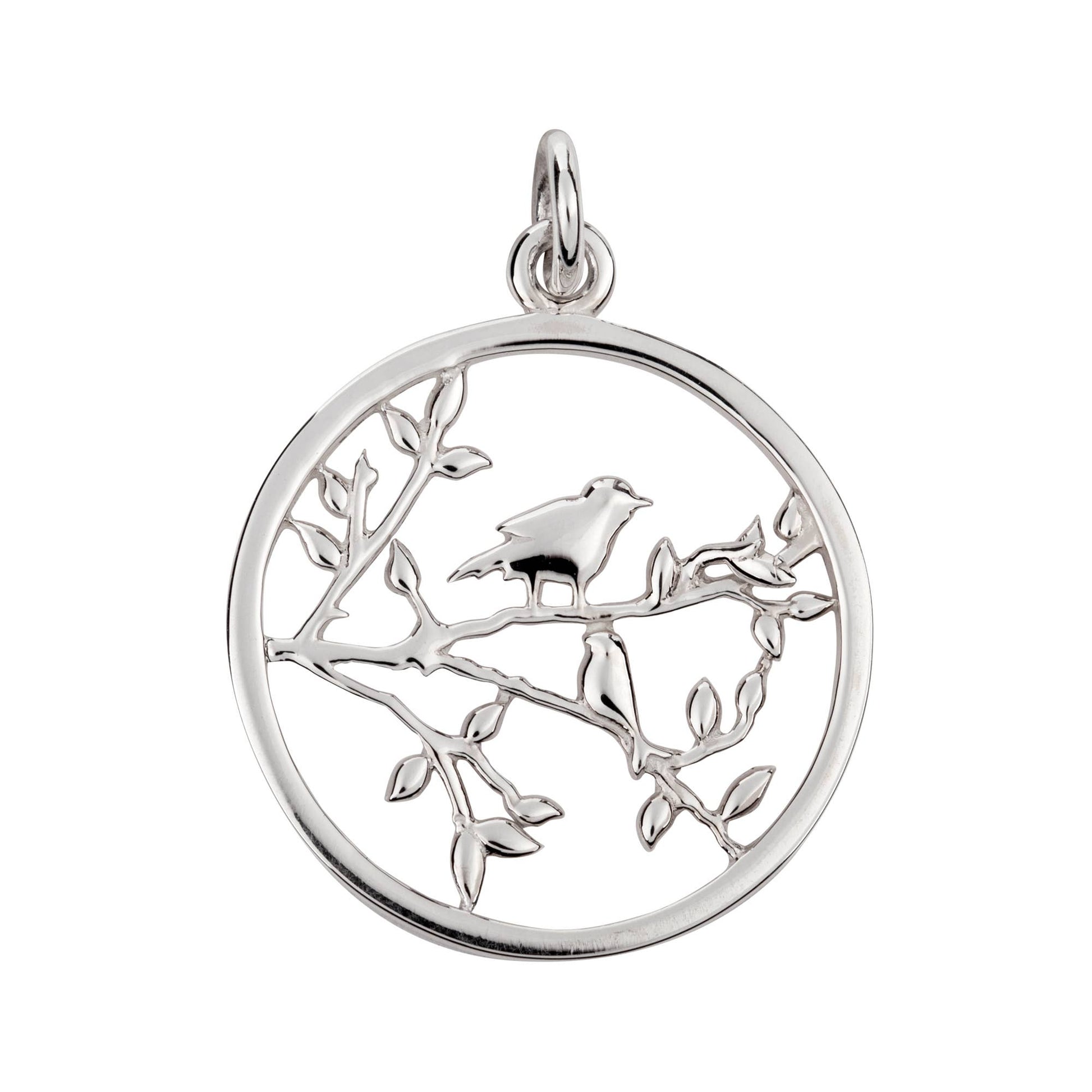 Pretty 925 Silver Birds in Branch Pendant: Necklace