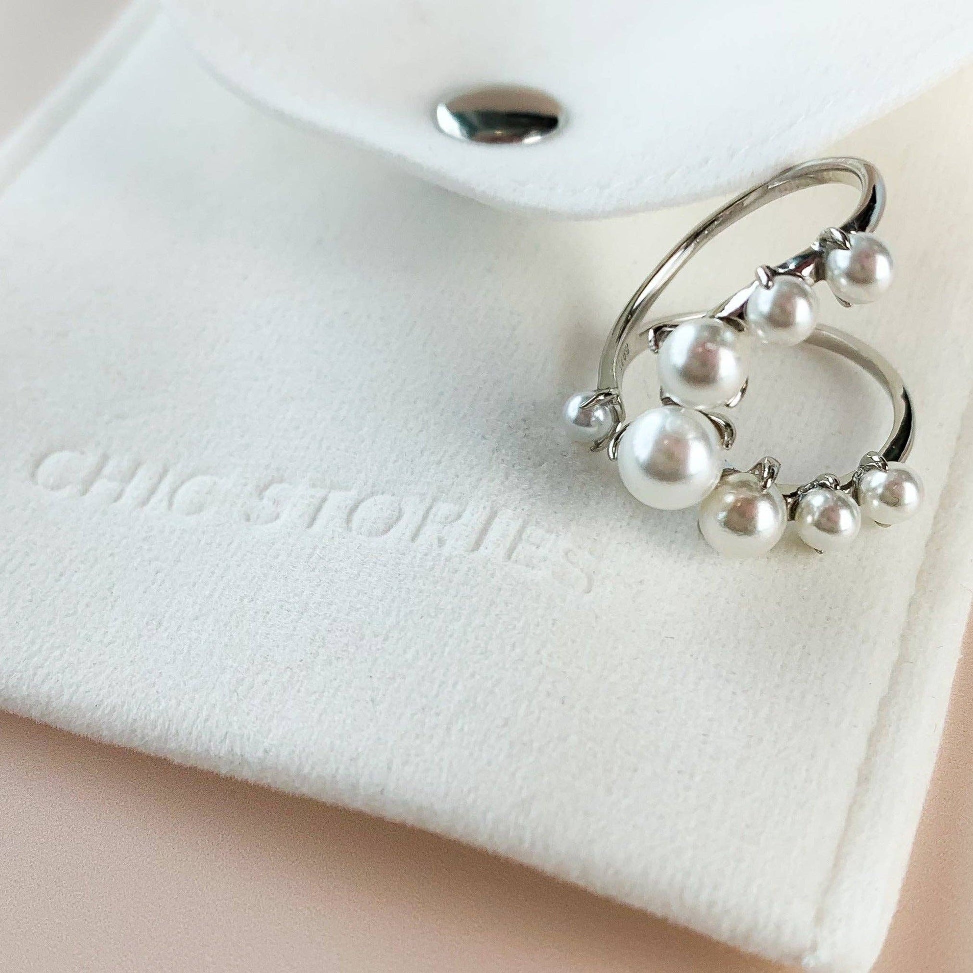 Sterling Silver Pearl Curved Open Ring