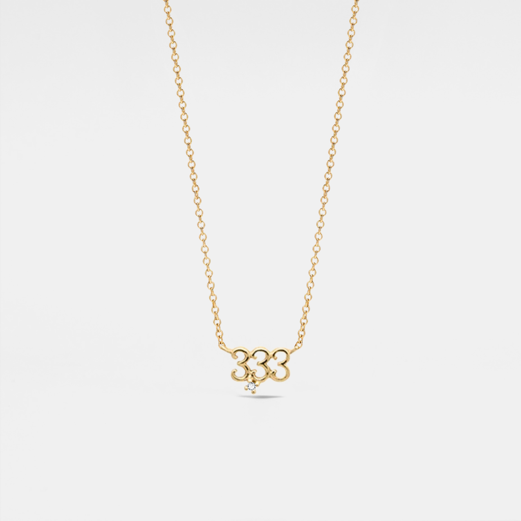 Dainty Angel Number Charm Necklace in 925 Sterling Silver: Yellow Gold / 111