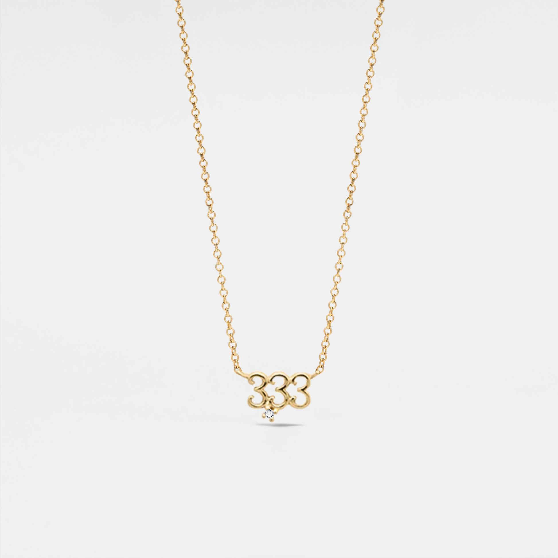 Dainty Angel Number Charm Necklace in 925 Sterling Silver: Yellow Gold / 111