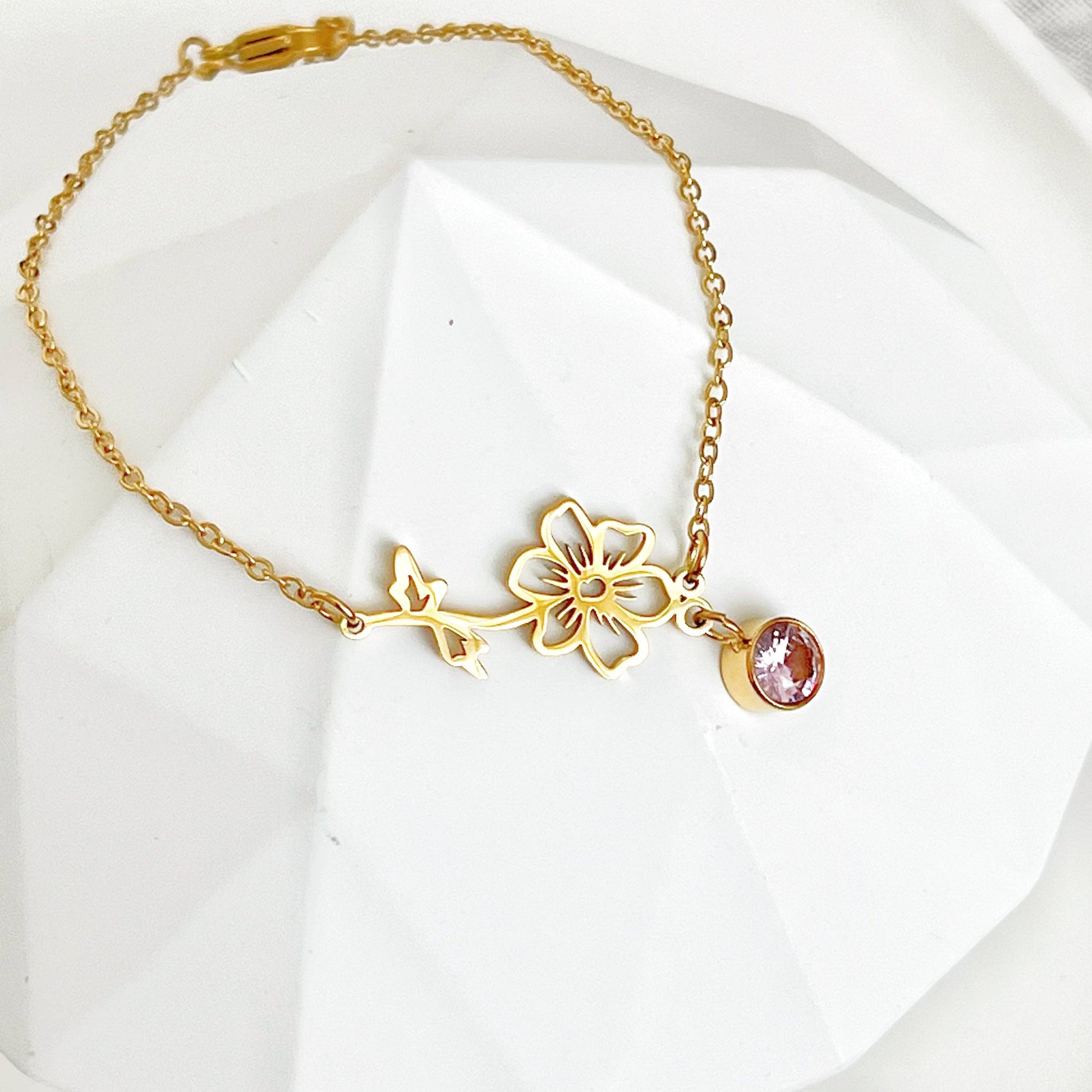 October Birth Flower Cosmos Bracelet