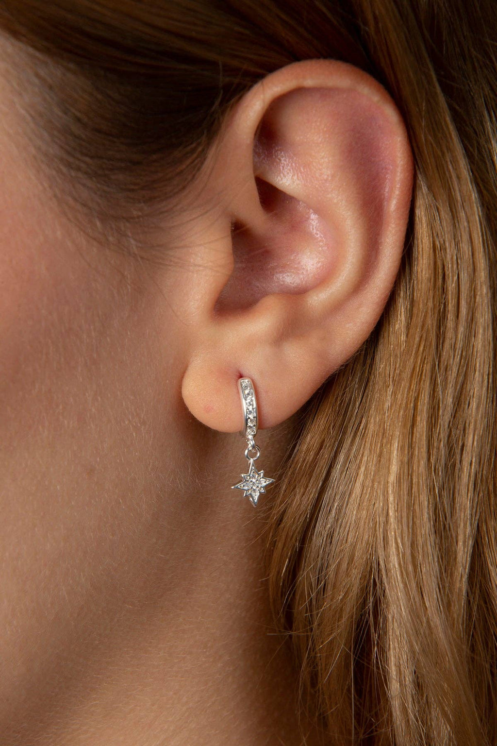 Women's 925 Sterling Silver North Star Earrings: SILVER