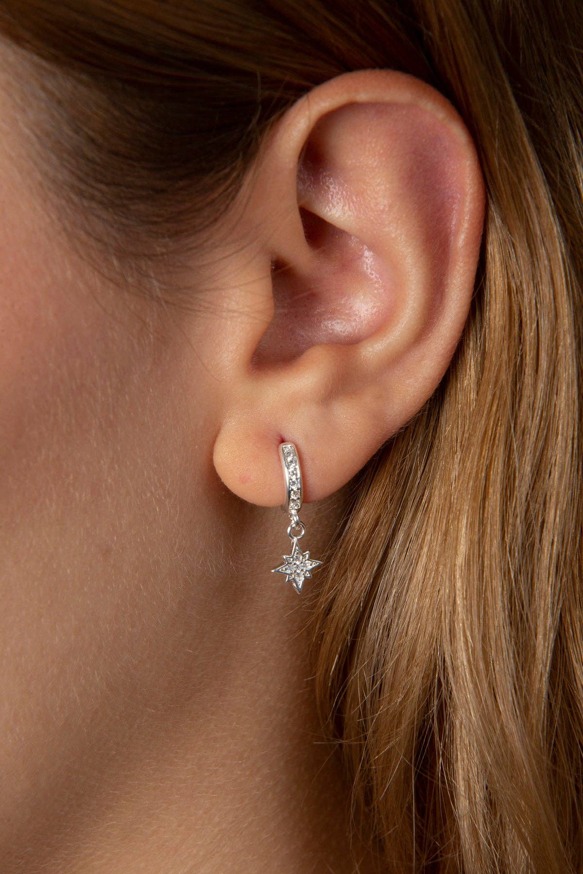 Women's 925 Sterling Silver North Star Earrings: SILVER