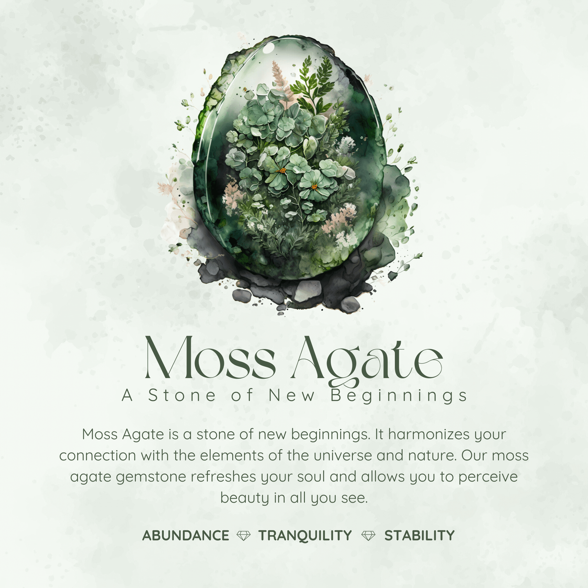Briar Meadow Moss Agate Ring: White Gold Vermeil N1/2