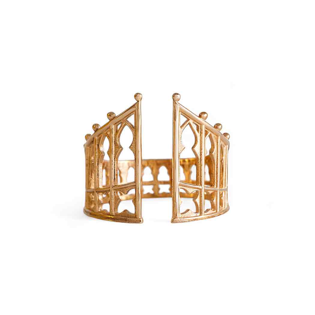 Sterling Silver or Bronze Adjustable Gothic Gate Ring: Bronze
