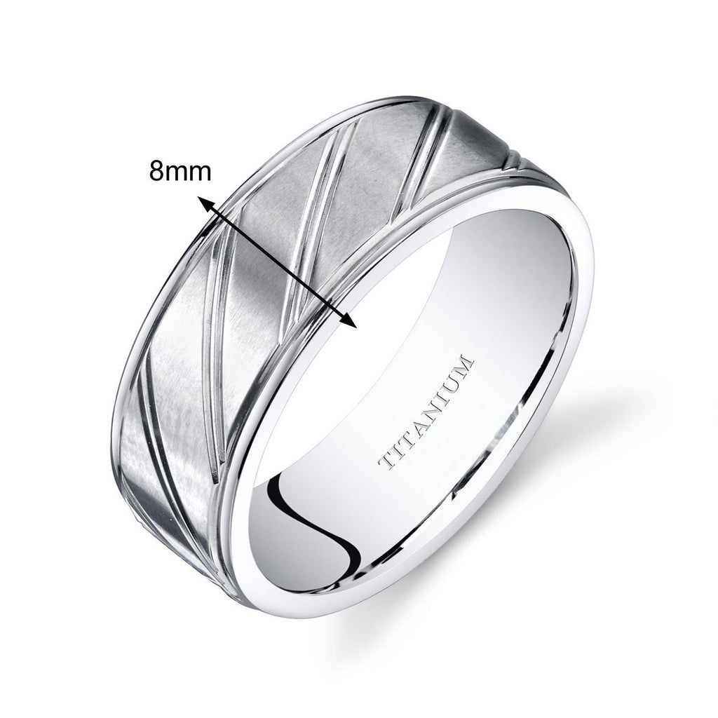 Men's Premium Titanium Band 8mm Matte Finish Size 7.5