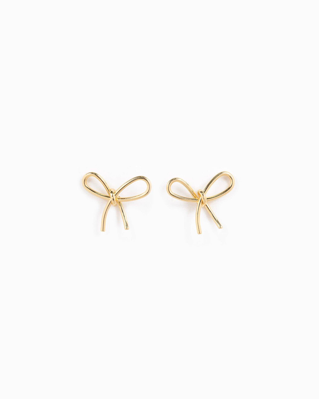 Thin Line Bow Stud Earrings: Gold