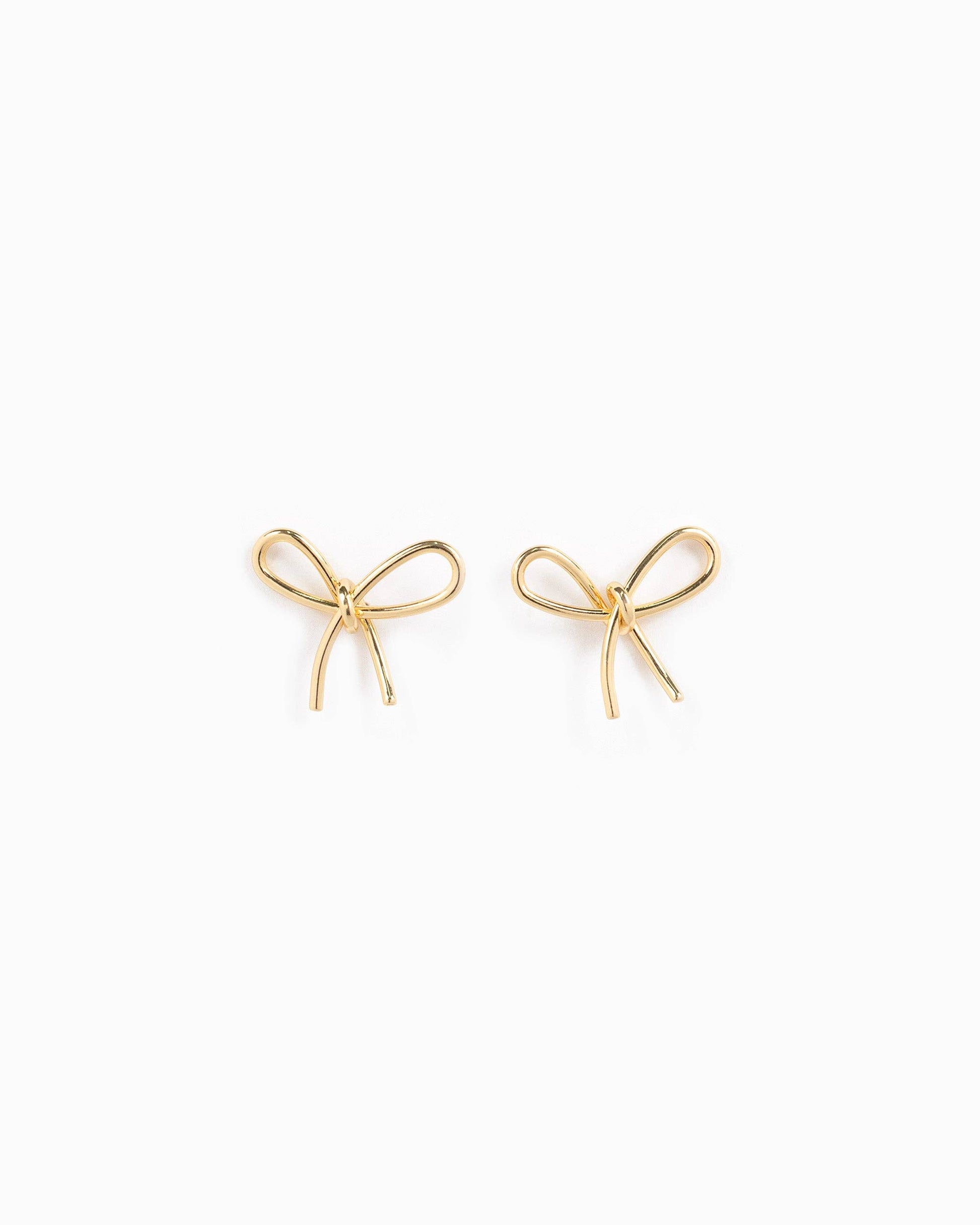 Thin Line Bow Stud Earrings: Gold