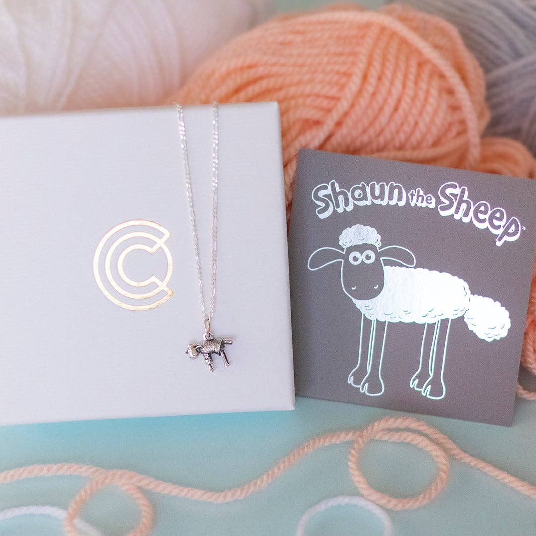 Shaun The Sheep in a Jumper Necklace (Sterling Silver): Fine Figaro Chain