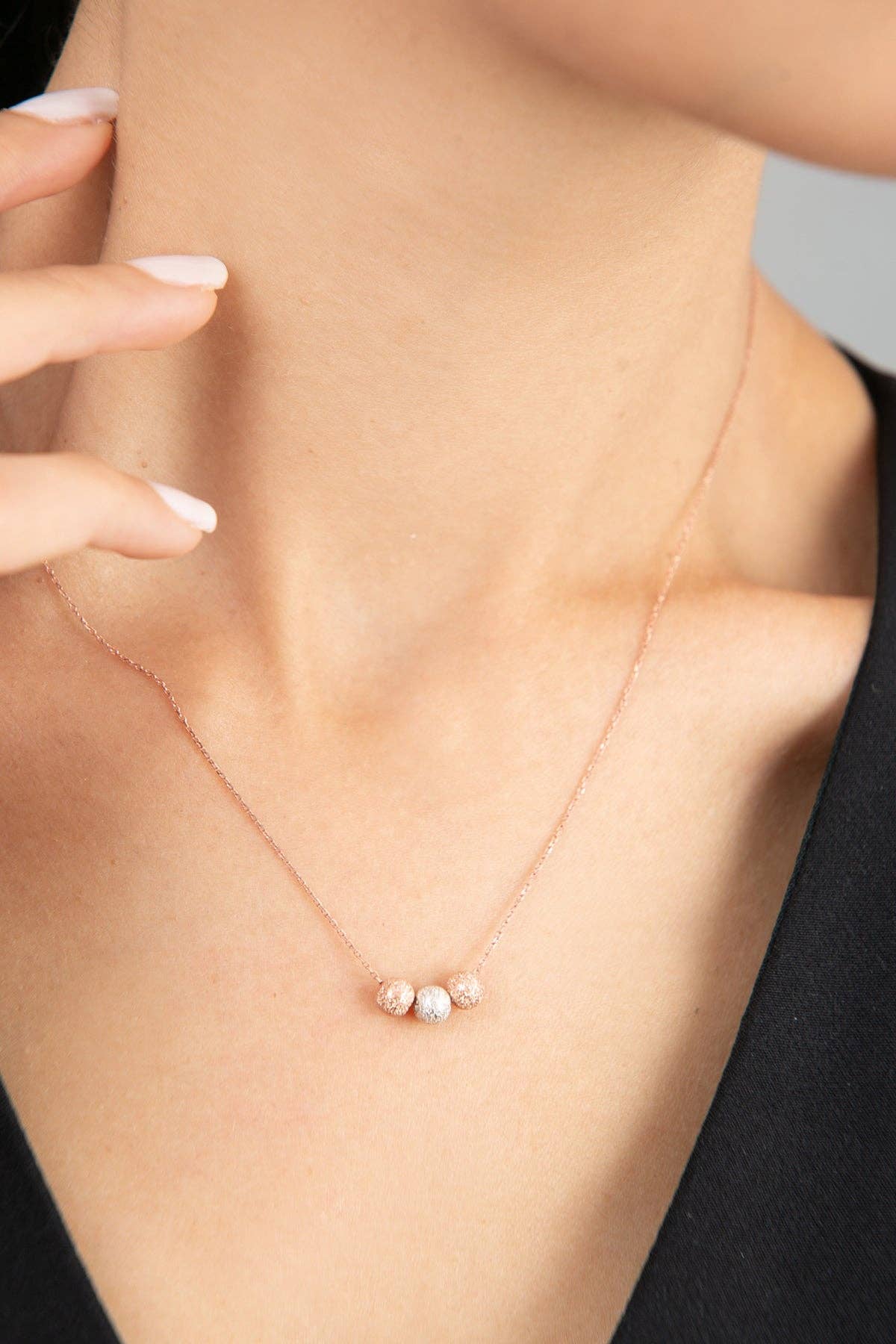 Women's 3-Cluster 925 Sterling Silver Necklace: GOLD