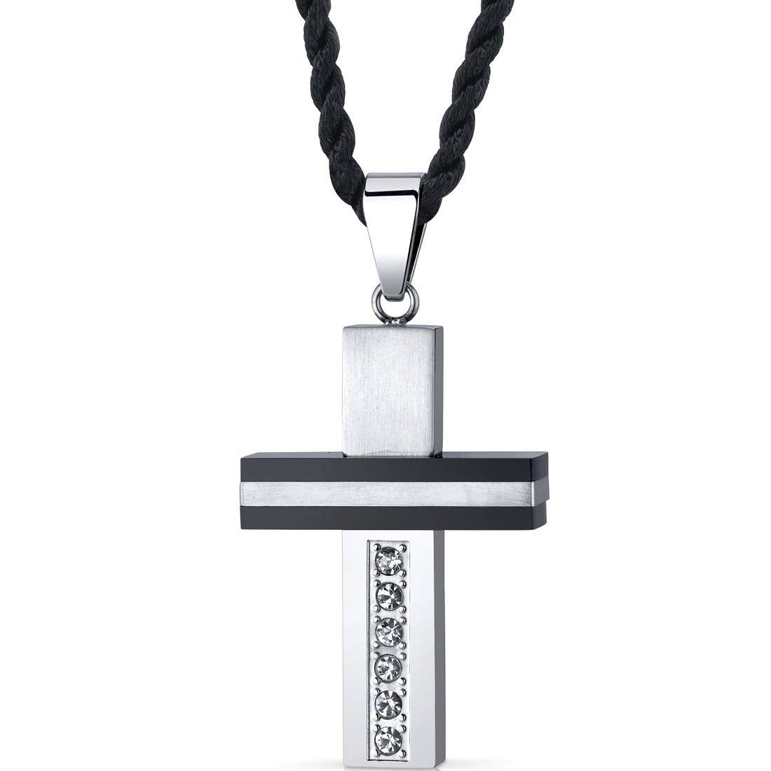 Premium Stainless Steel and Ceramic Cross Pendant