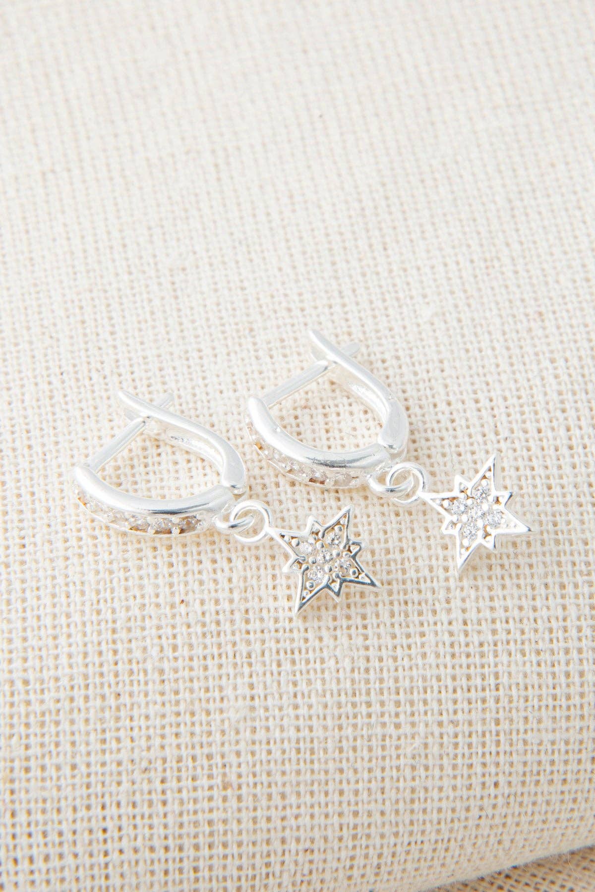 Women's 925 Sterling Silver North Star Earrings: SILVER