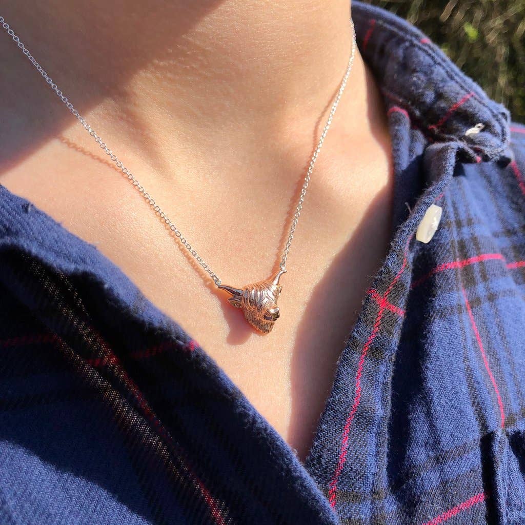 Highland Cow Necklace Rose
