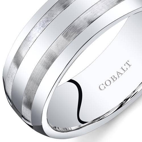 Men's 8mm Cobalt Ring Band Beveled Edge Size 13.5