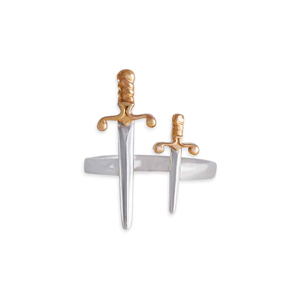 Mixed Metal Adjustable Swords Ring adjustable size N+
