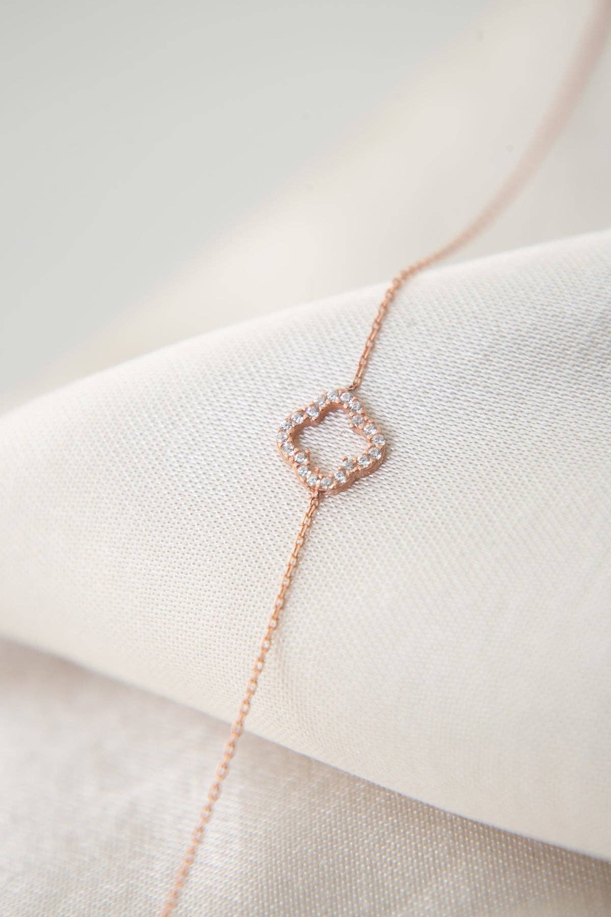 Women's 925 Sterling Silver Clover Bracelet: ROSE GOLD