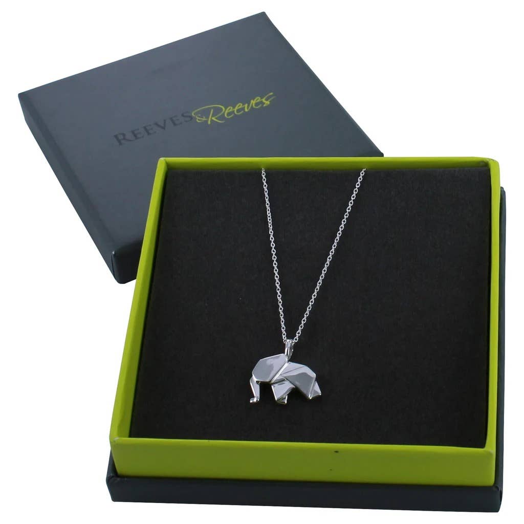 Origami Elephant Sterling Silver Necklace