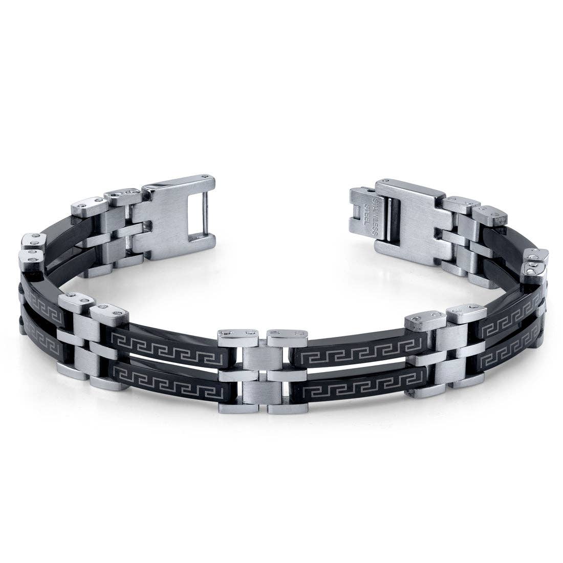 Men's Premium Black Stainless Steel Greek Key Bracelet