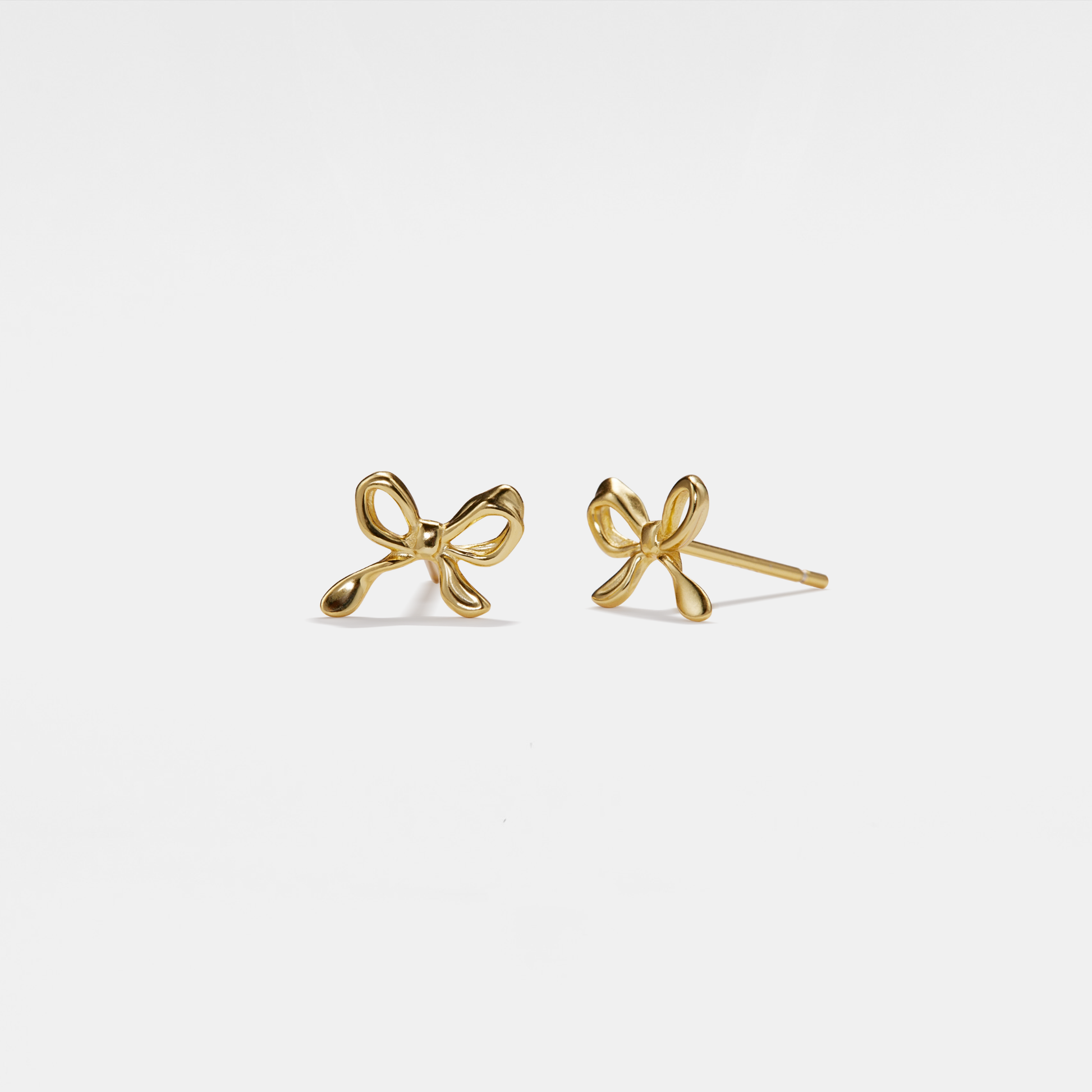 Cute Bow Tie Bowknot Stud Earring in 925 Sterling Silver: Gold