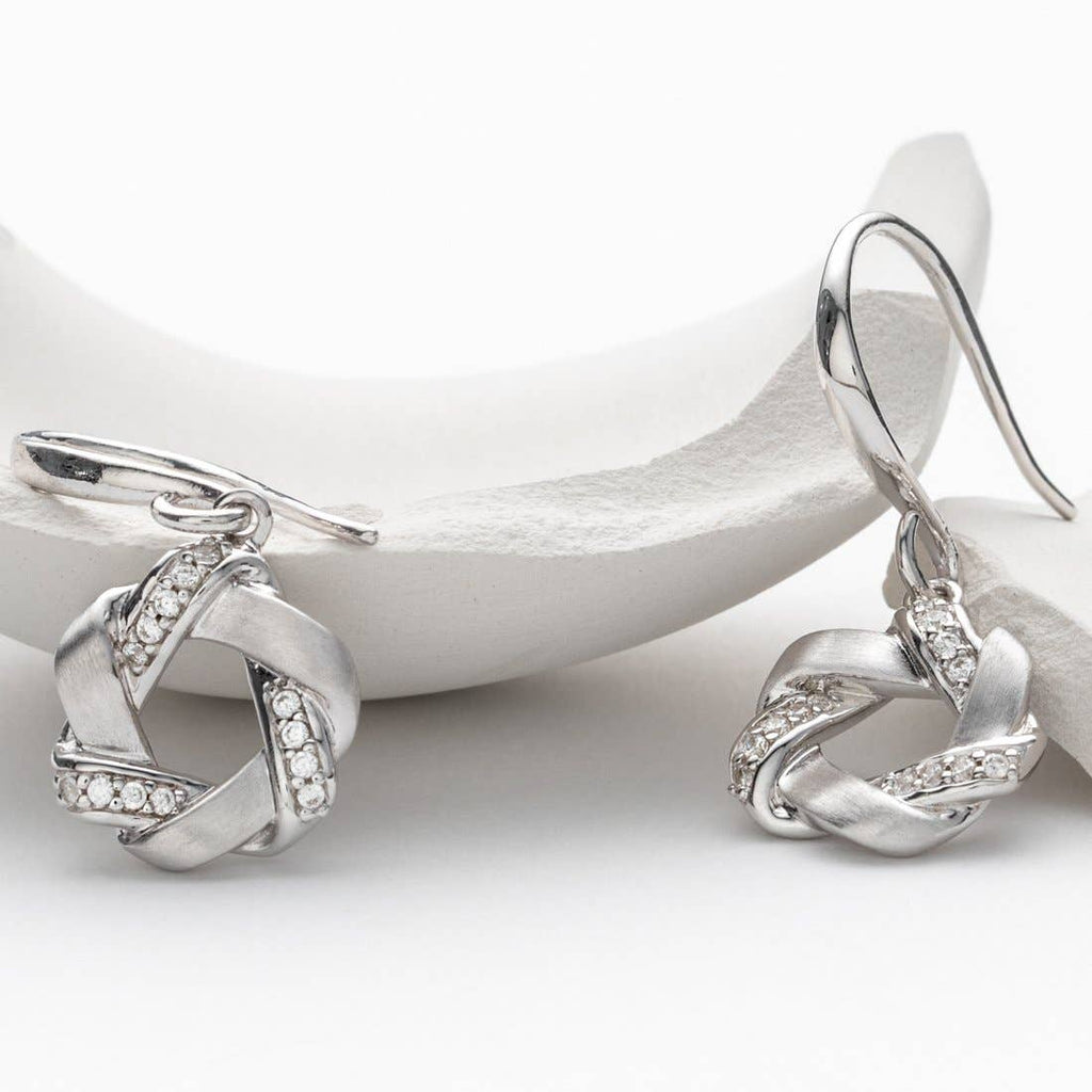 Sterling Silver Twist Circle Drop Earrings Hypoallergenic