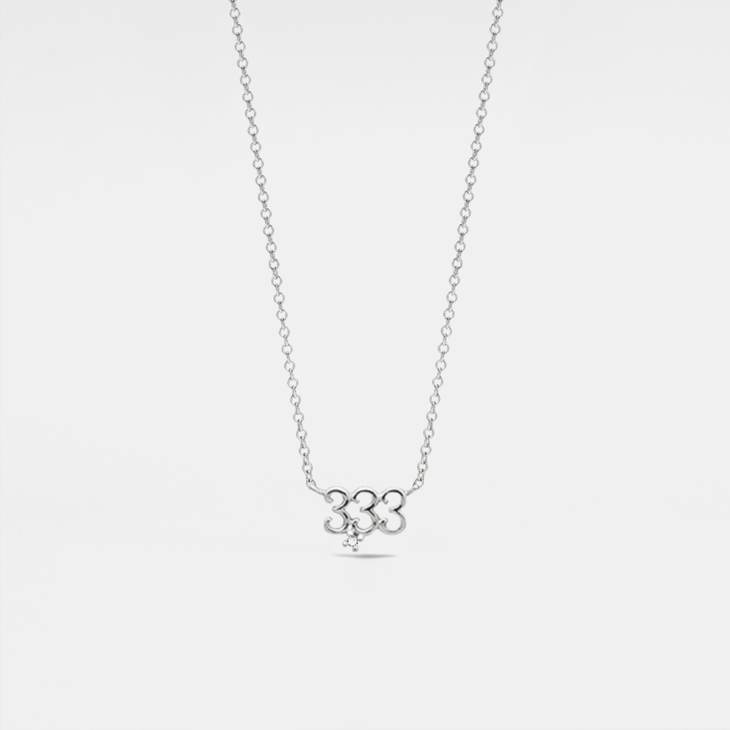 Dainty Angel Number Charm Necklace in 925 Sterling Silver: Yellow Gold / 111