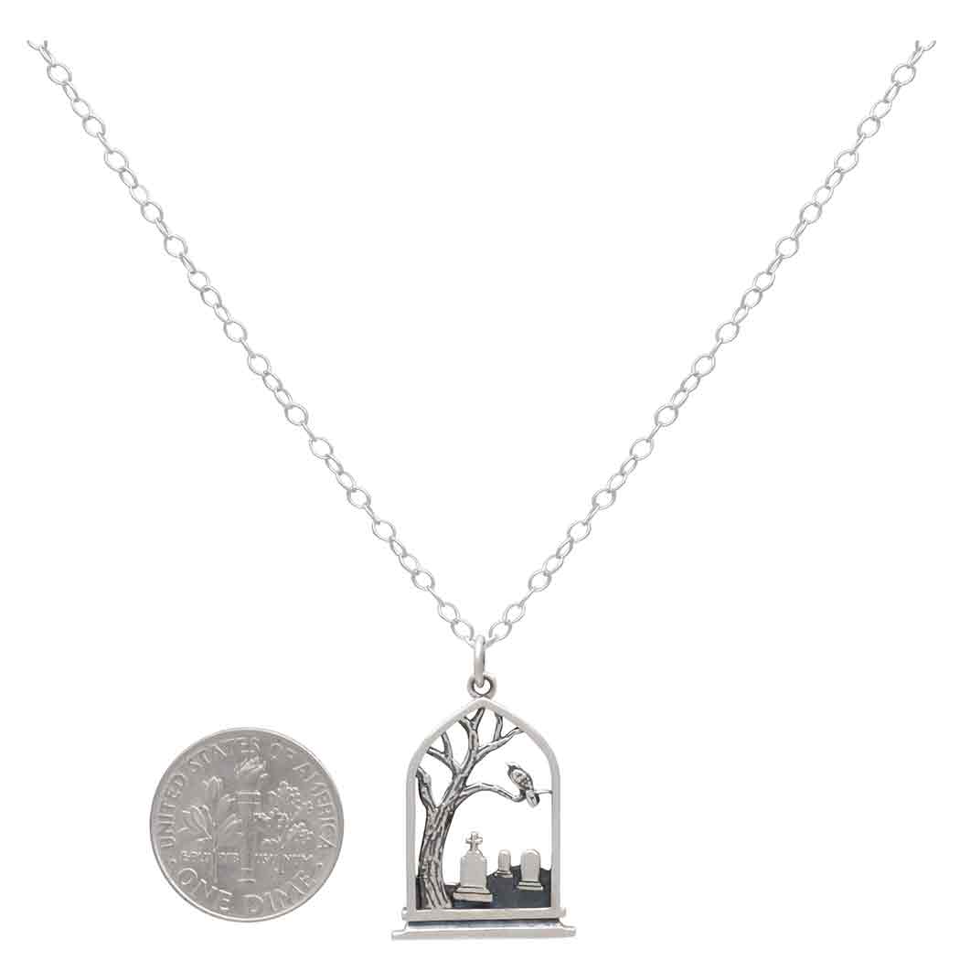Graveyard Charm Necklace: Sterling Silver