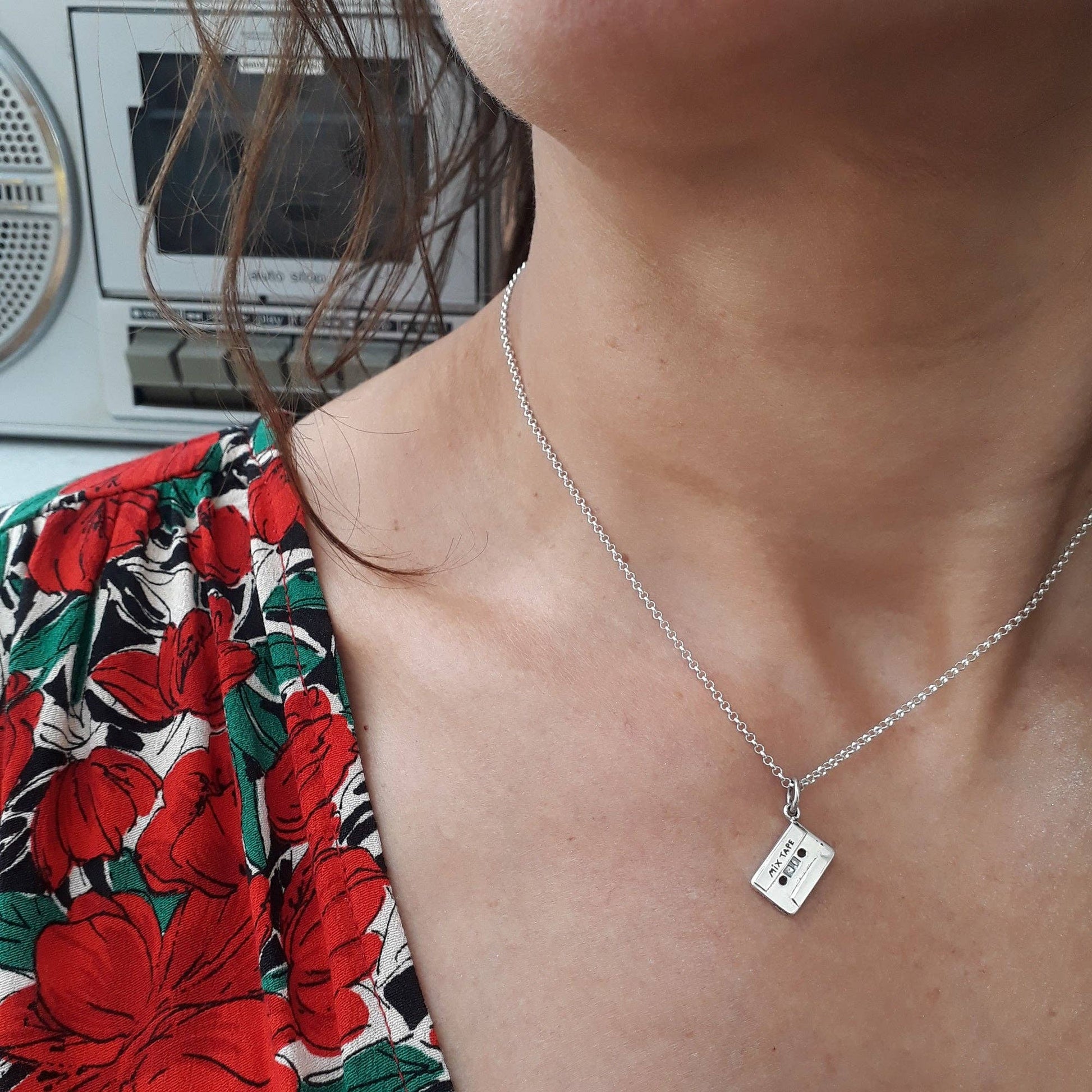 Mix Tape Charm necklace: 18k Gold Plated Sterling Silver