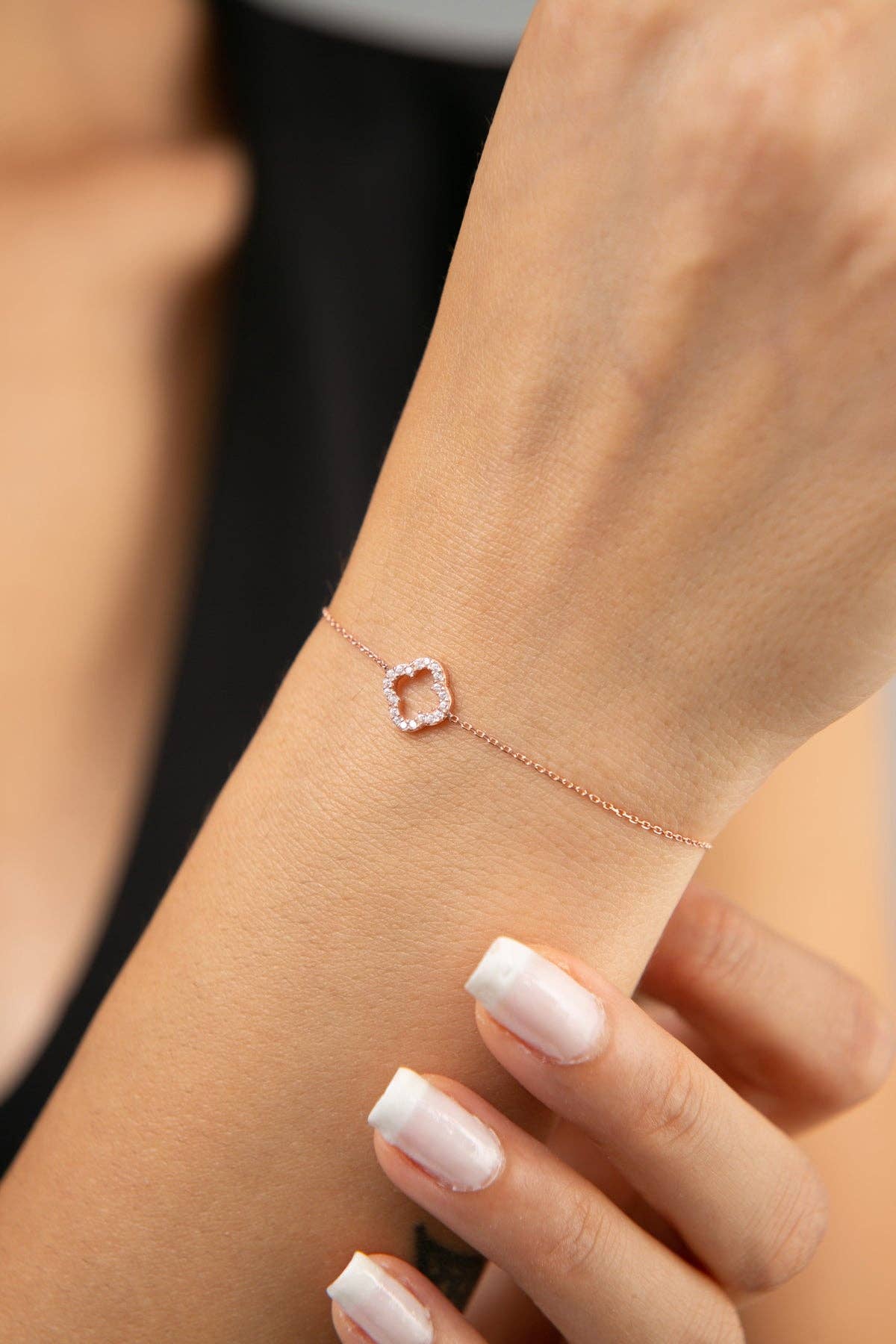 Women's 925 Sterling Silver Clover Bracelet: ROSE GOLD
