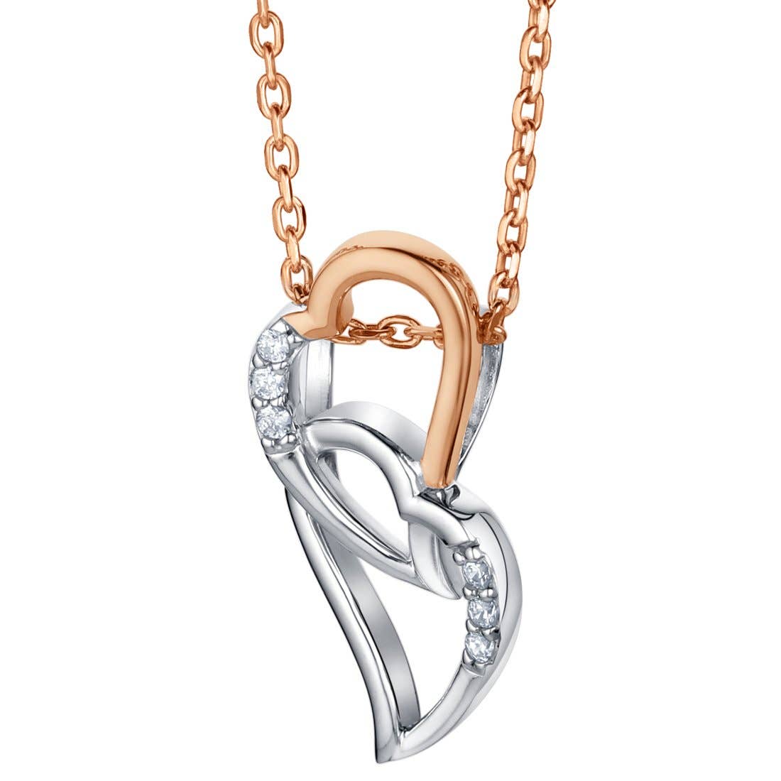 Two-Tone Sterling Silver Interlocking Hearts Pendant