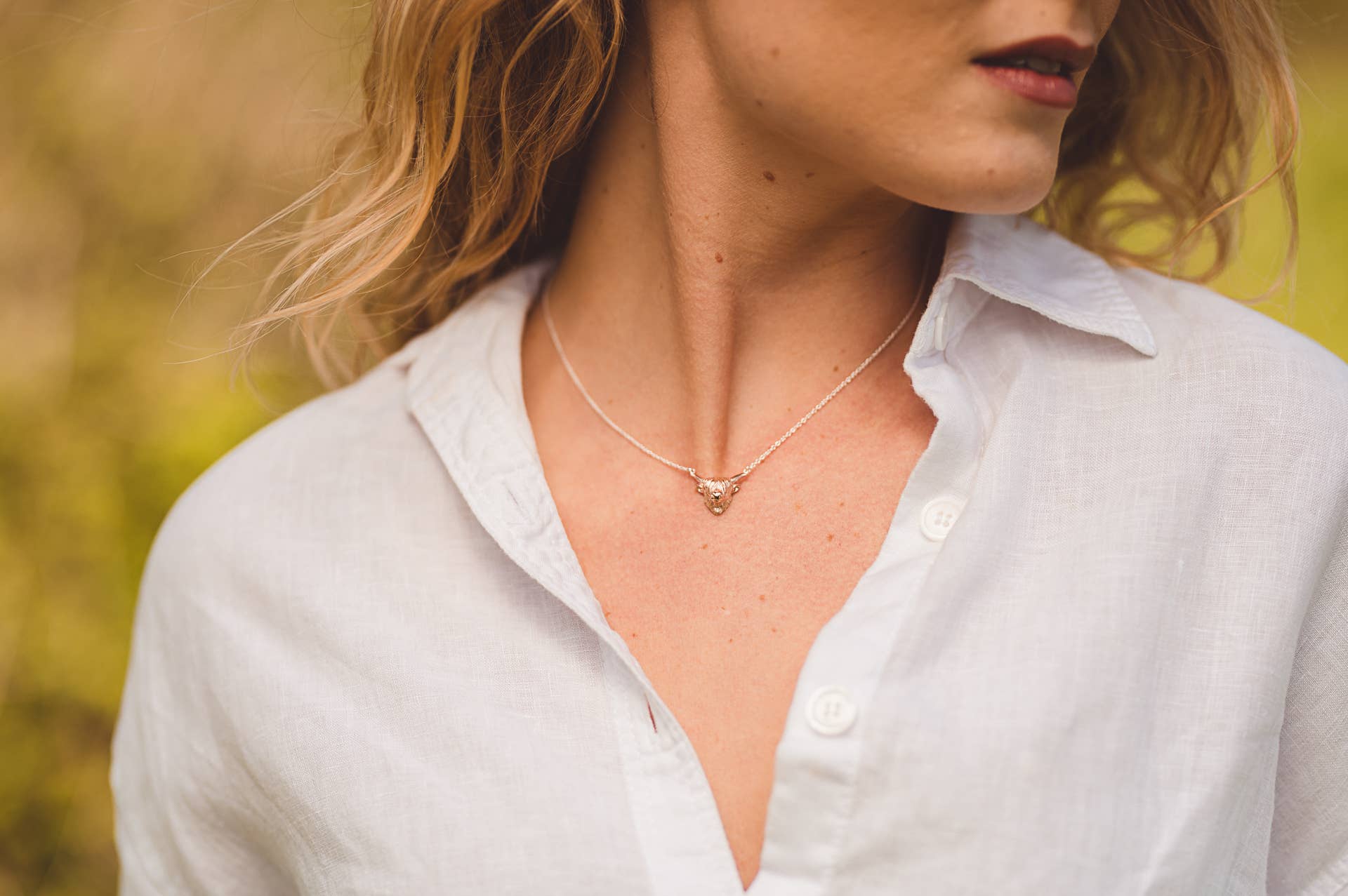 Highland Cow Necklace Rose