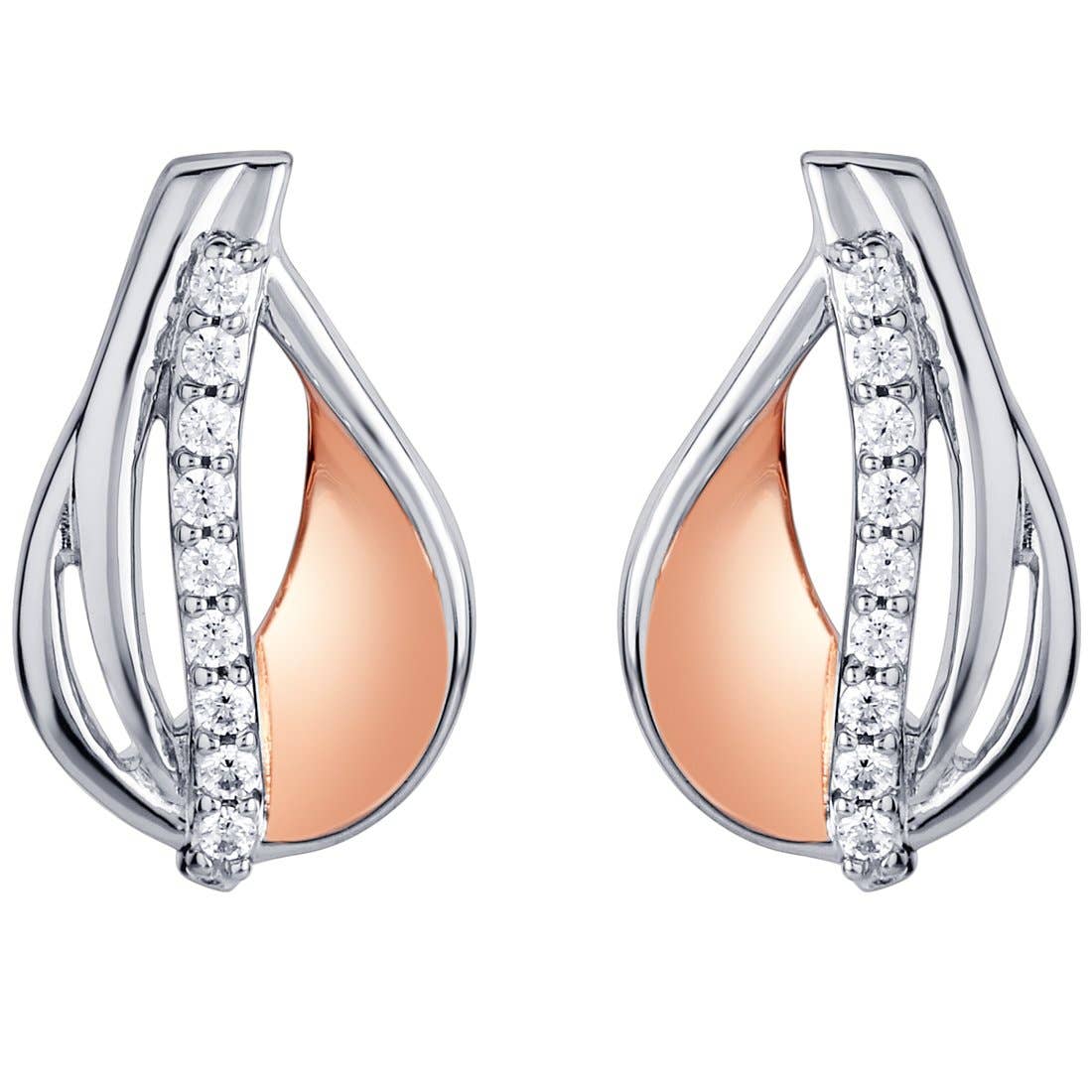 Two-Tone Sterling Silver Floating Dewdrop Earrings