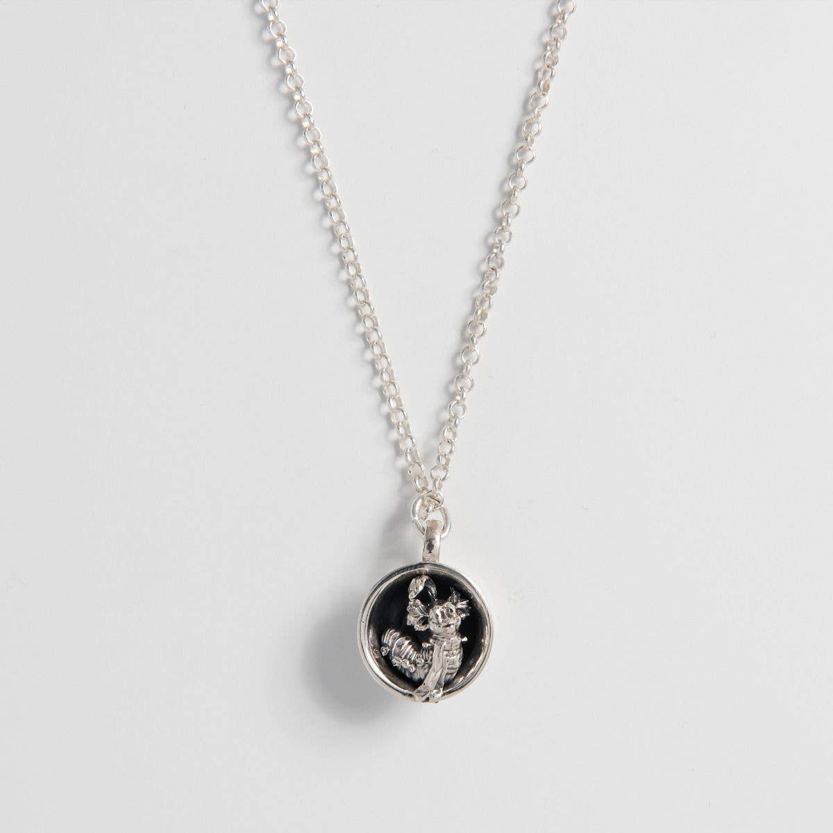 Labyrinth Worm in a Cup Necklace: 925 Sterling Silver / Silver