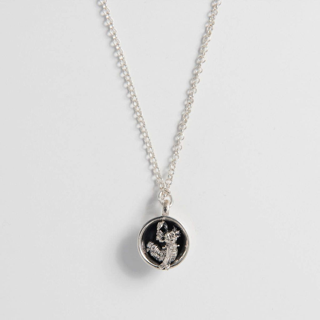 Labyrinth Worm in a Cup Necklace: 925 Sterling Silver / Silver
